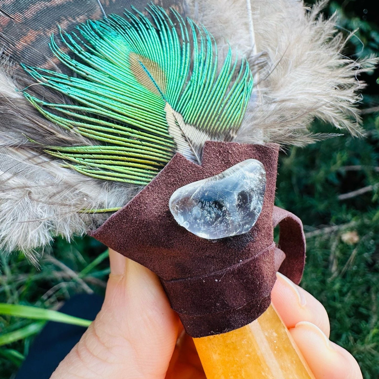 Shamanic Prayer Fan - Ventaglio Sciamanico Calcite Gialla - 3 Chakra