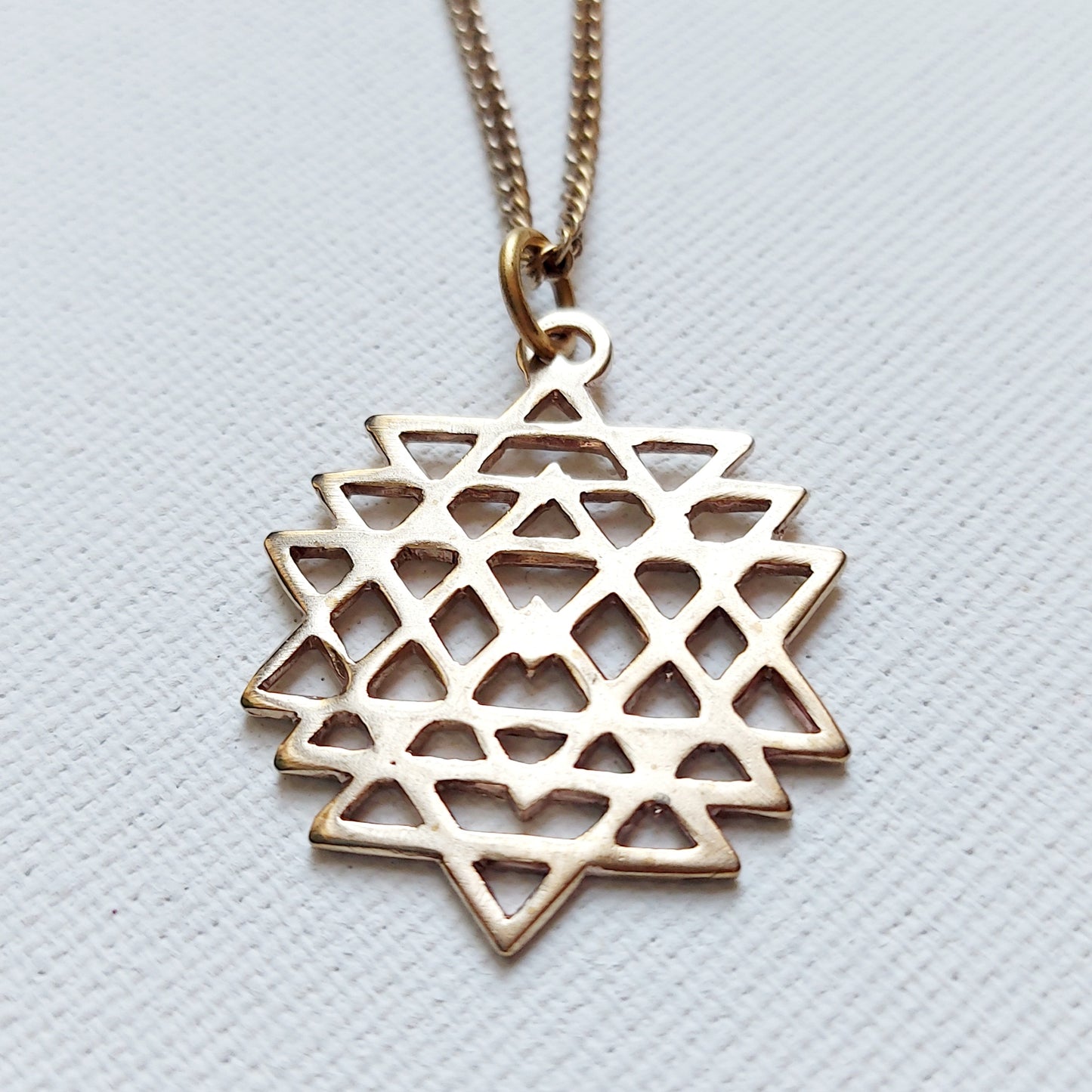 Sri Yantra di Tara Verde Ciondolo in Ottone
