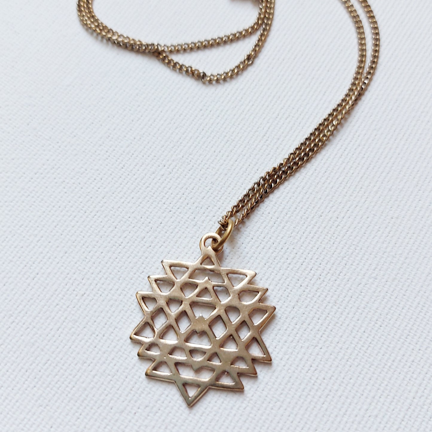 Sri Yantra di Tara Verde Ciondolo in Ottone