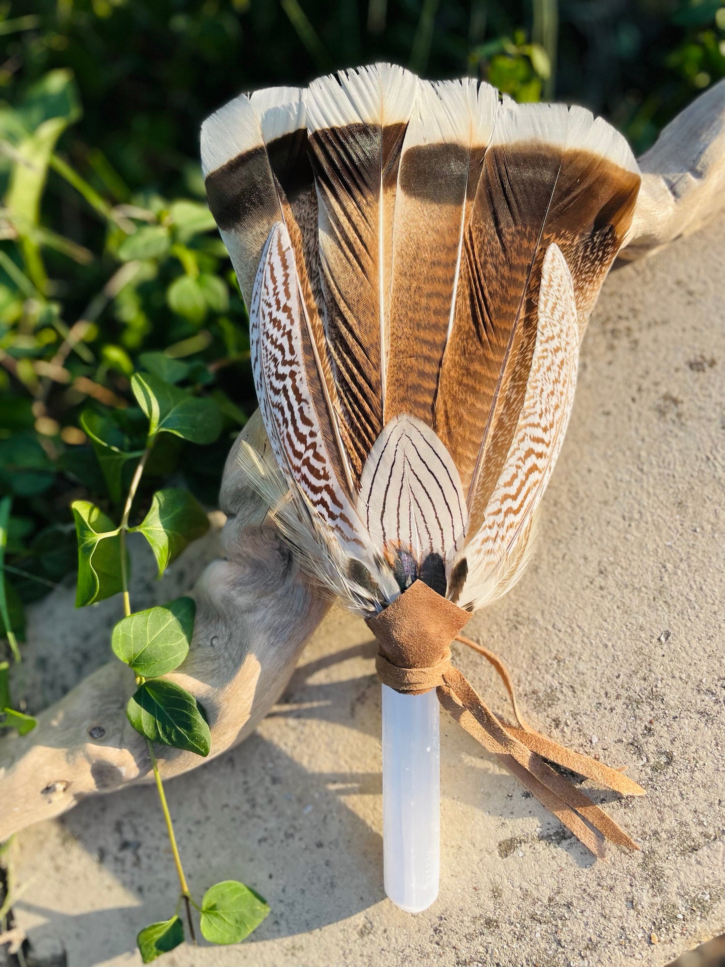 Selenite Prayer Fan - Feminine Energy Sky