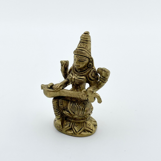 Statua Dea Saraswati in Ottone