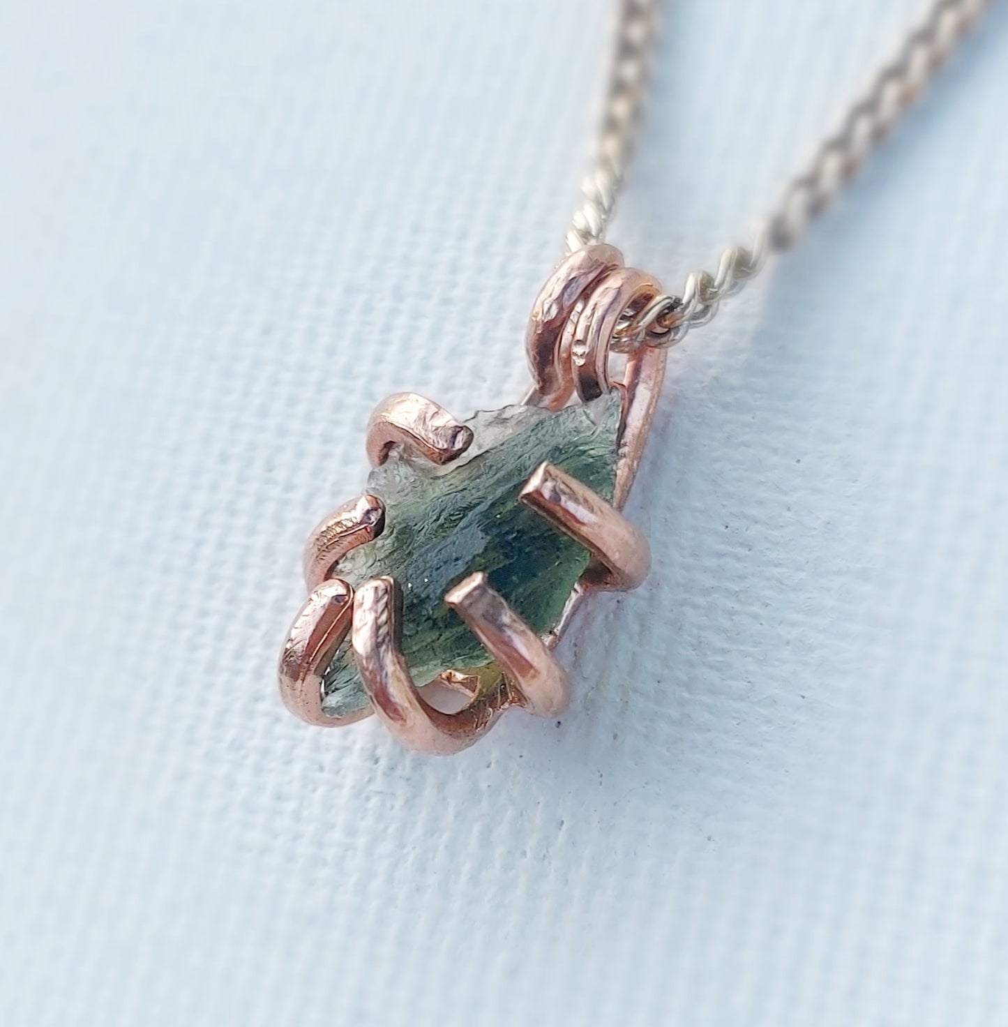Moldavite - CLEMATIS - Ciondolo Piccolo in Ottone