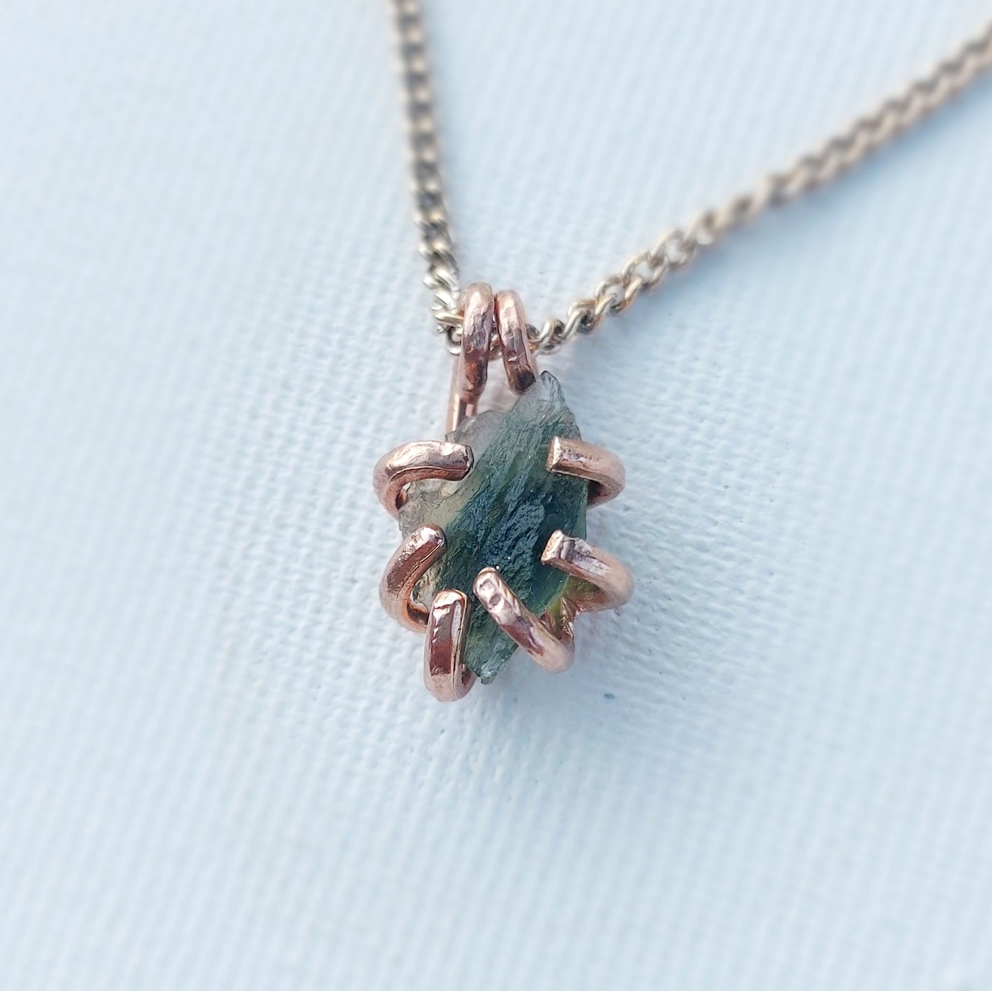 Moldavite - CLEMATIS - Ciondolo Piccolo in Ottone