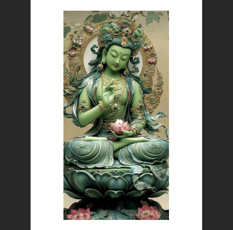 Sri Yantra di Tara Verde Orecchini in Ottone con Avventurina verde