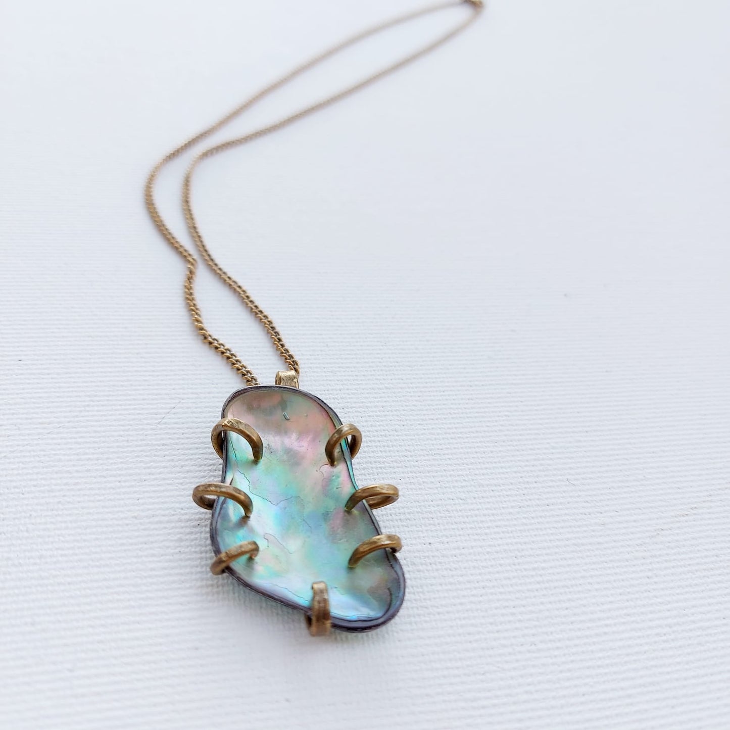 Madreperla Abalone Nuova Zelanda Ciondolo Piccolo in Ottone Etico