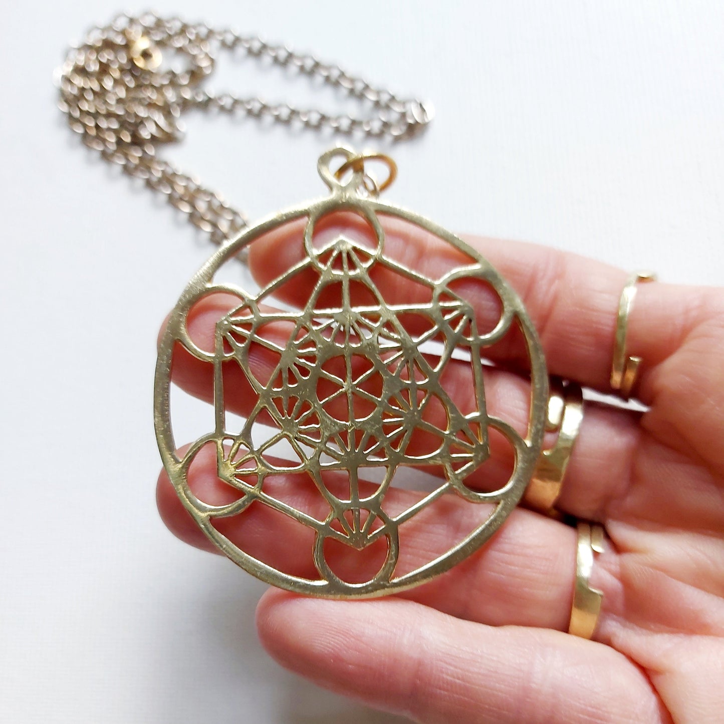 Cubo di Metatron Geometria Sacra Ciondolo in Ottone