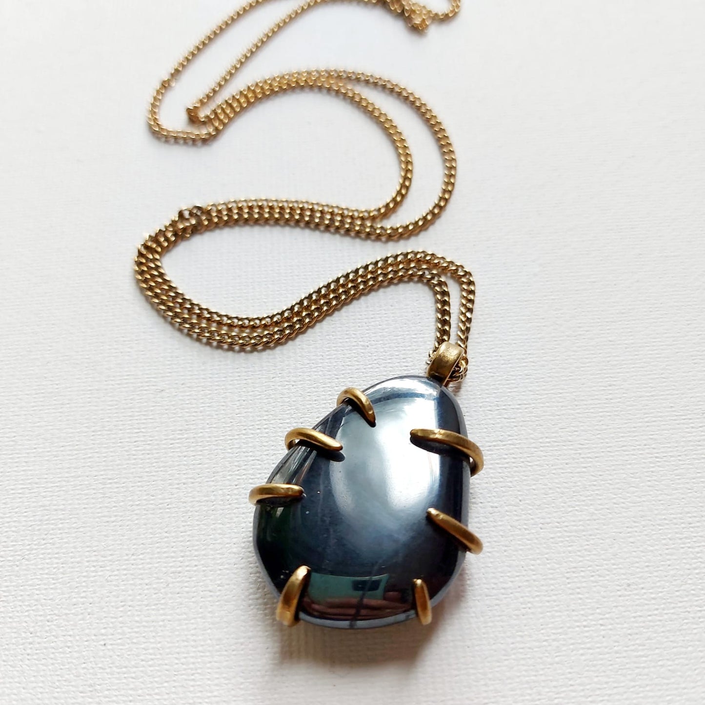Ematite Ciondolo Grande in Ottone