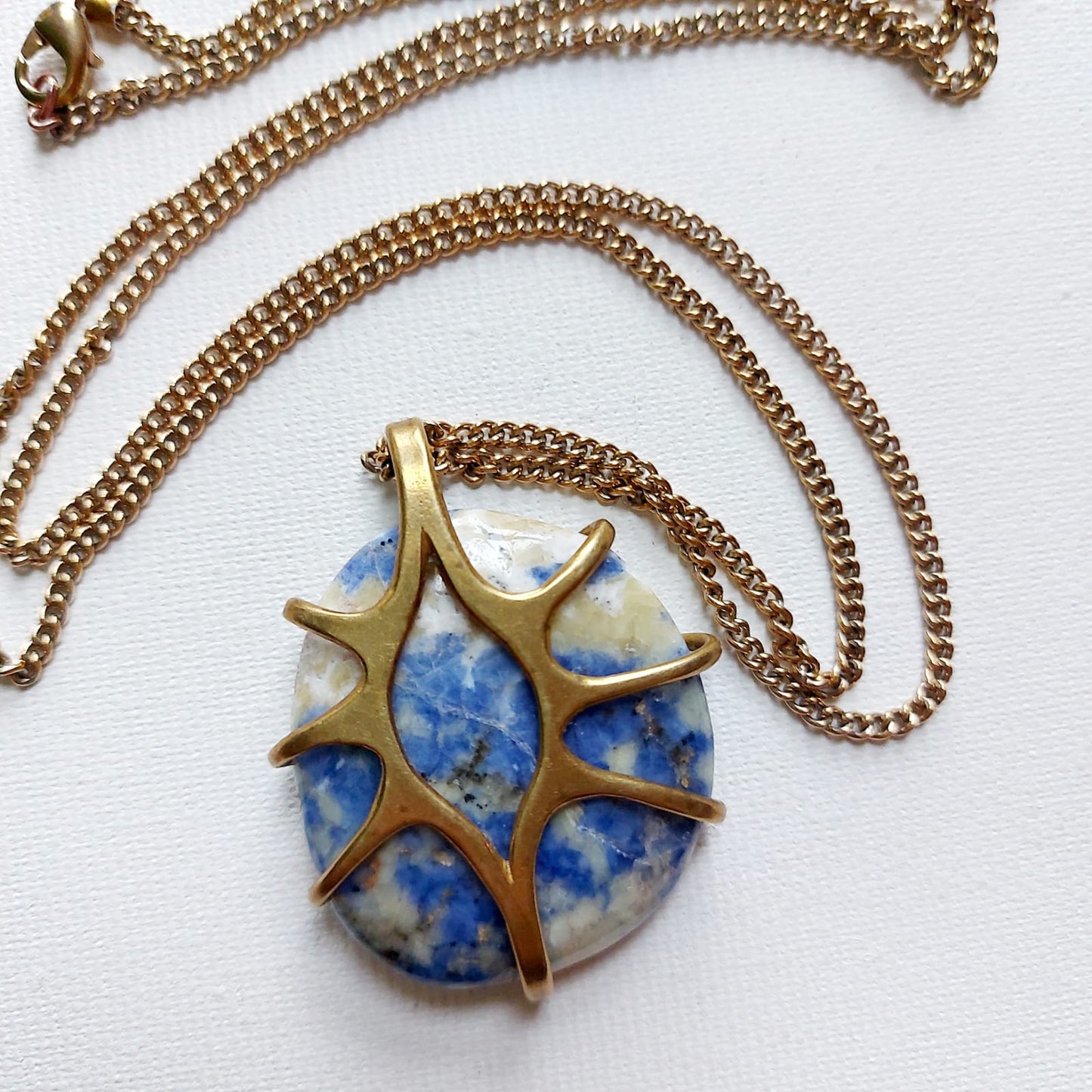 Sodalite Ciondolo Grande in Ottone