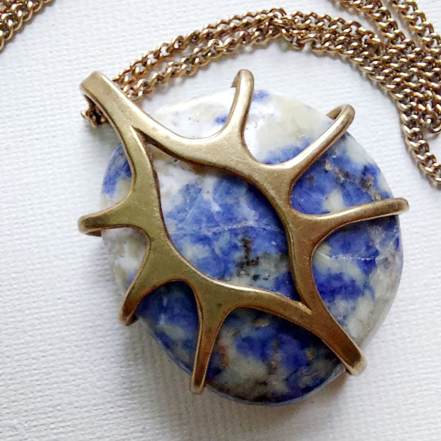 Sodalite Ciondolo Grande in Ottone