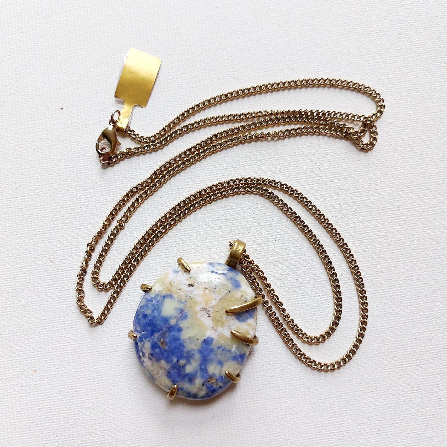 Sodalite Ciondolo Grande in Ottone