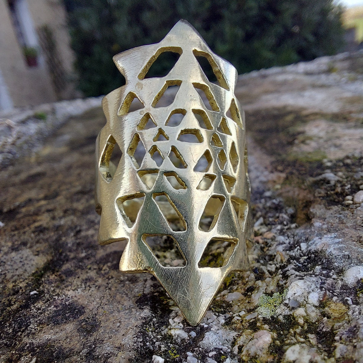 Sri Yantra Anello in Ottone