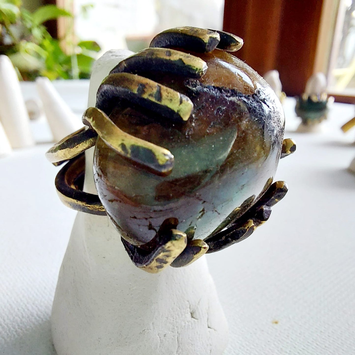 Labradorite Anello delle Valkyrie in Ottone