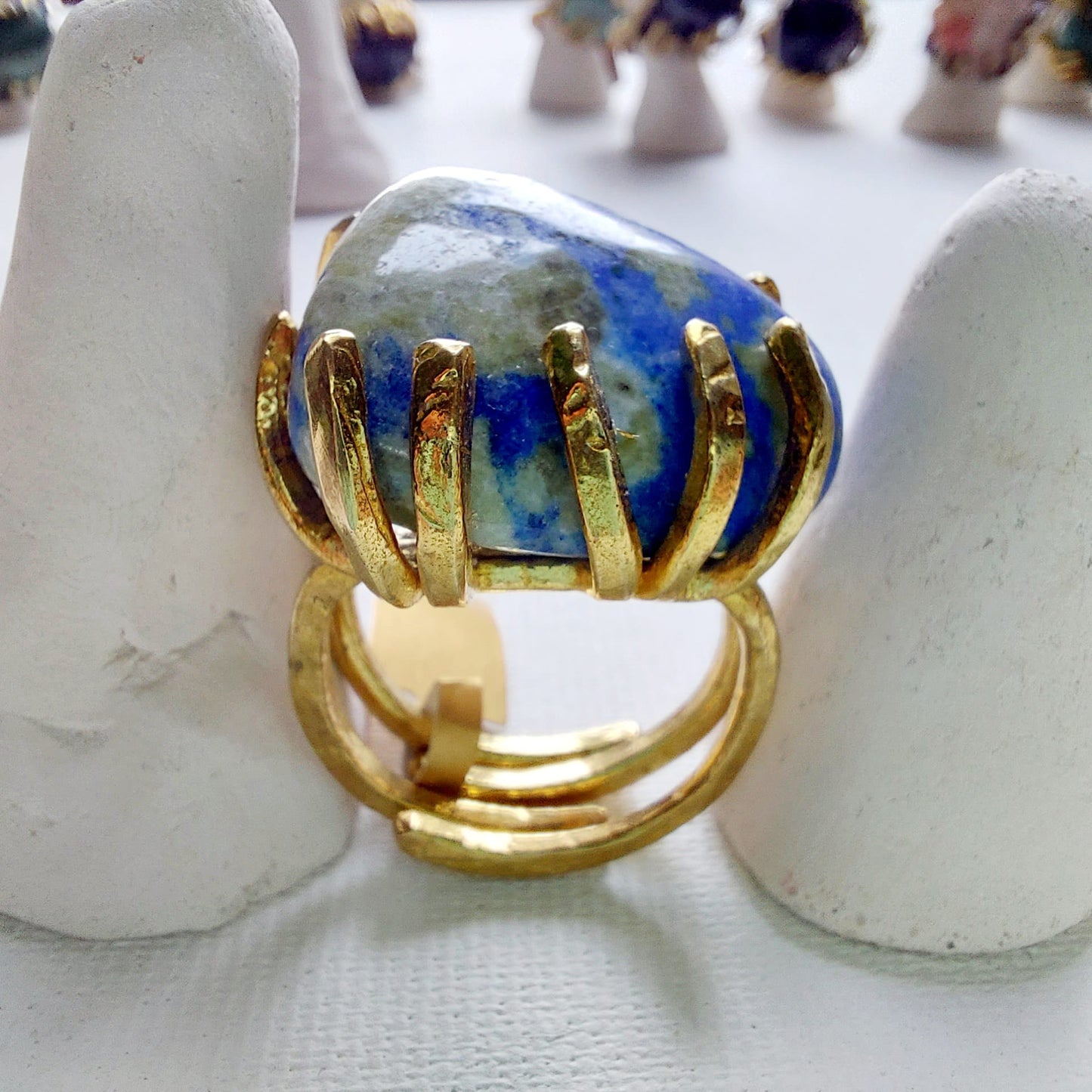Lapislazzuli Anello delle Valkyrie in Ottone