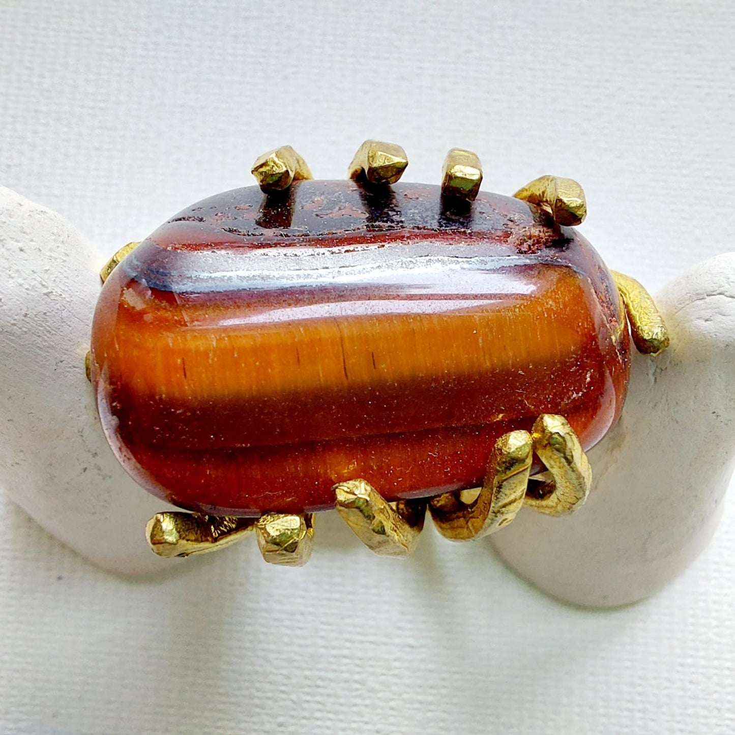 Occhio di Tigre Anello delle Valkyrie in Ottone