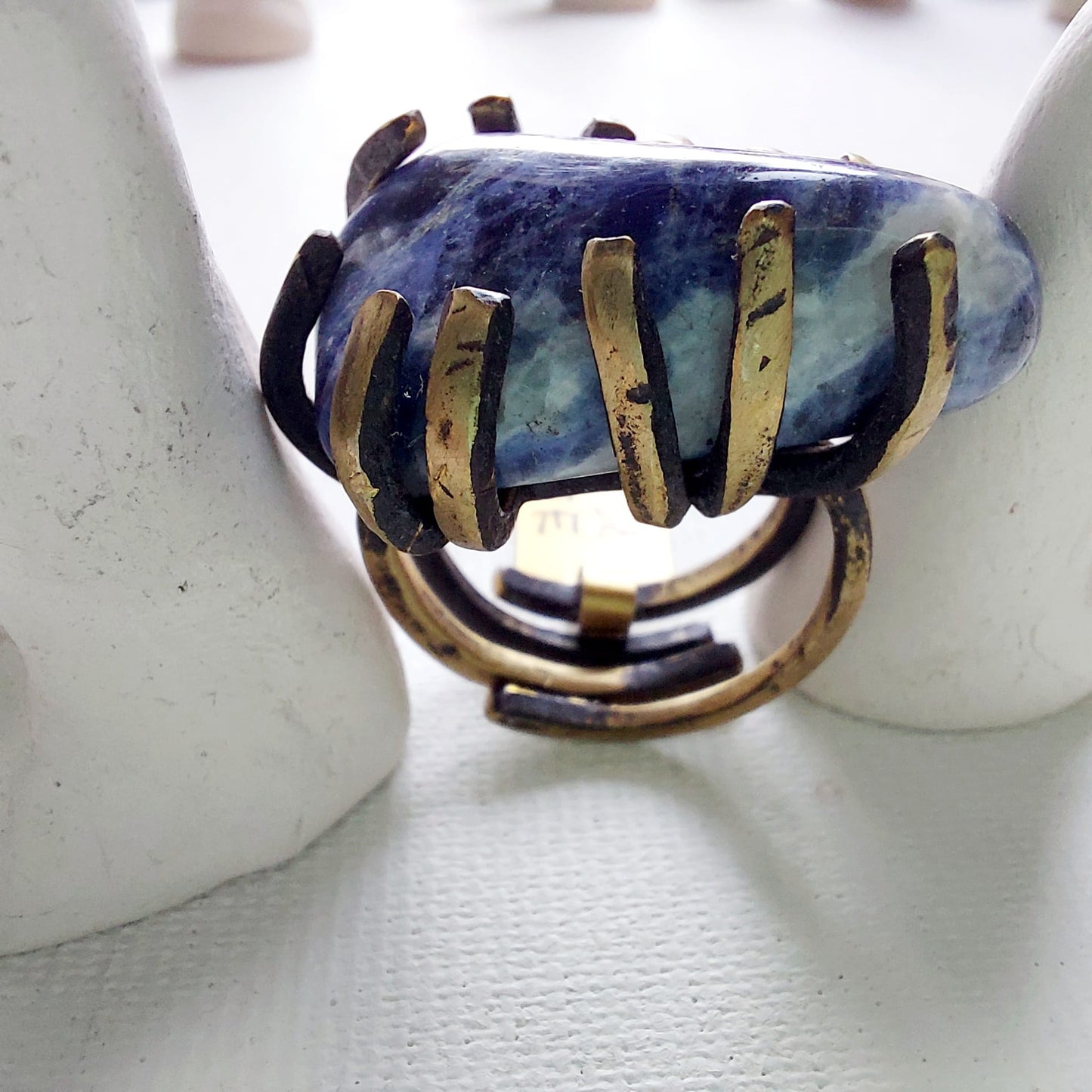 Sodalite Anello delle Valkyrie in Ottone