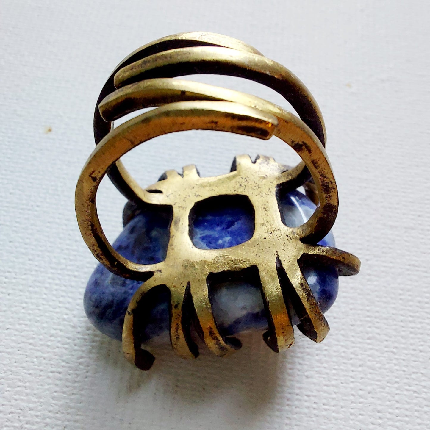 Sodalite Anello delle Valkyrie in Ottone