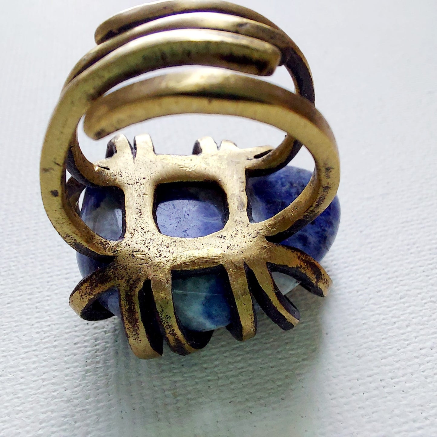 Sodalite Anello delle Valkyrie in Ottone