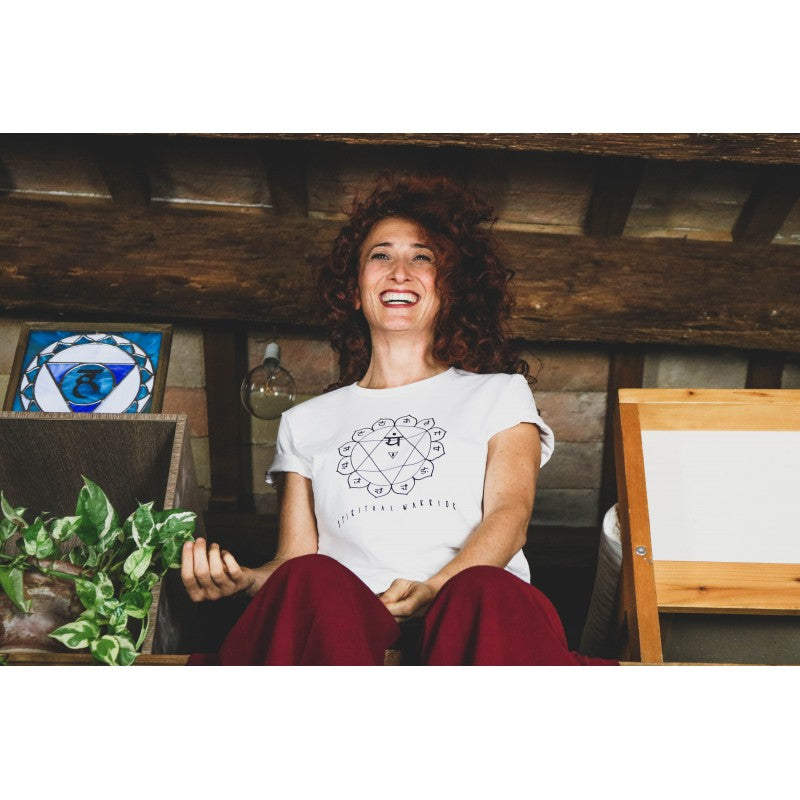 T-Shirt Unisex Quarto Chakra Bianca in Cotone Biologico