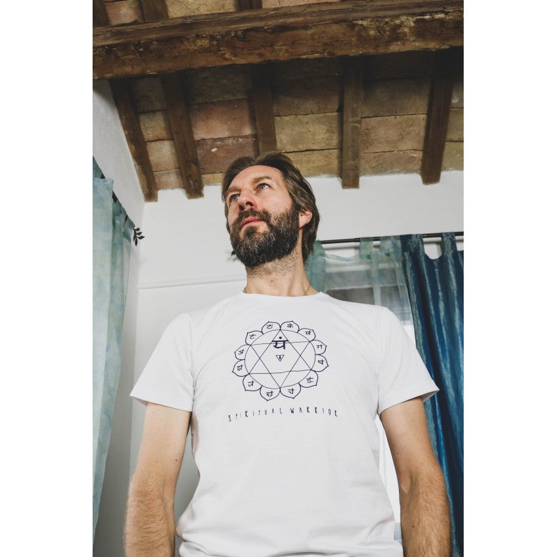 T-Shirt Unisex Quarto Chakra Bianca in Cotone Biologico