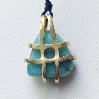 Amazzonite Ciondolo Piccolo in Ottone