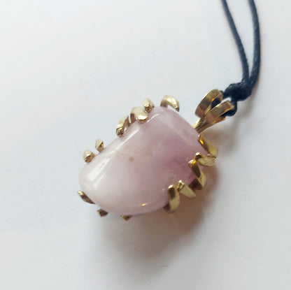 Kunzite - WATER VIOLET - Ciondolo Piccolo in Ottone
