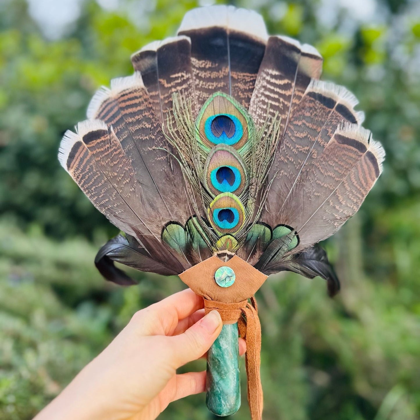 Prayer Fan 4 Chakra - Ventaglio Sciamanico con Avventurina