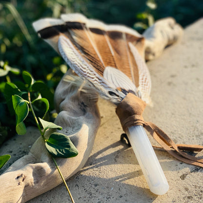 Selenite Prayer Fan - Feminine Energy Sky