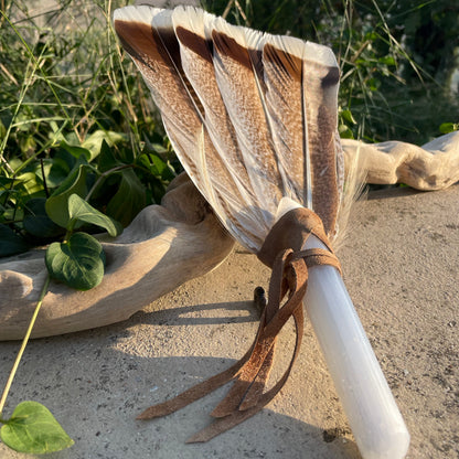 Selenite Prayer Fan - Feminine Energy Sky