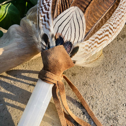 Selenite Prayer Fan - Feminine Energy Sky
