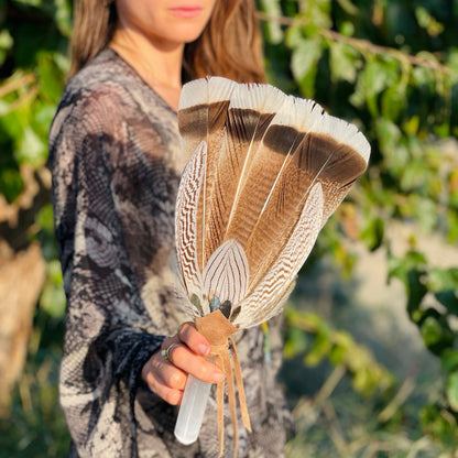 Selenite Prayer Fan - Feminine Energy Sky