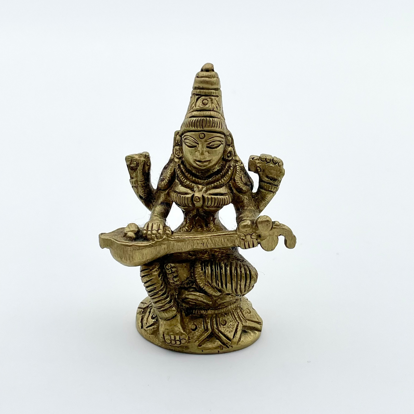 Statua Dea Saraswati in Ottone