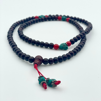 Mala in Legno di Rosa – Collana Artigianale Indiana per Meditazione