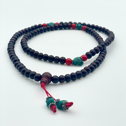 Mala in Legno di Rosa – Collana Artigianale Indiana per Meditazione