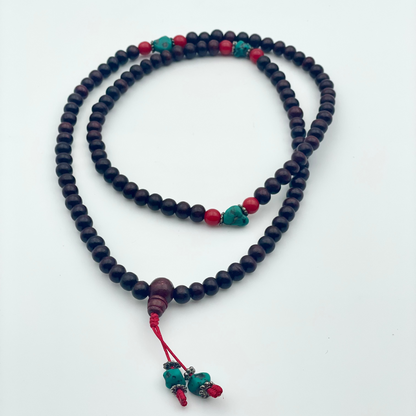 Mala in Legno di Rosa – Collana Artigianale Indiana per Meditazione