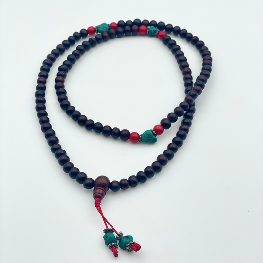Mala in Legno di Rosa – Collana Artigianale Indiana per Meditazione