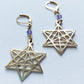 Merkaba Kuan Yin Orecchini in Ottone con Ametista