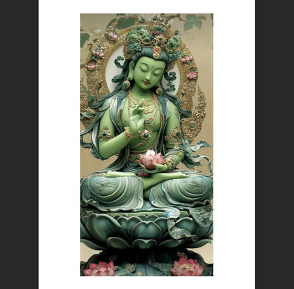 Sri Yantra di Tara Verde Orecchini in Ottone con Avventurina verde