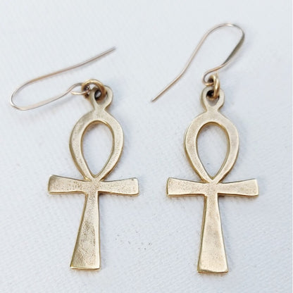 Ankh Chiave della Vita Egizia Orecchini piccoli in Ottone