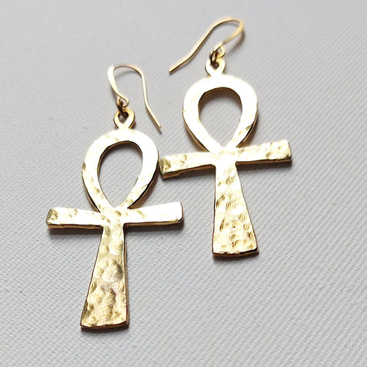 Ankh Chiave della Vita Egizia Orecchini grandi in Ottone