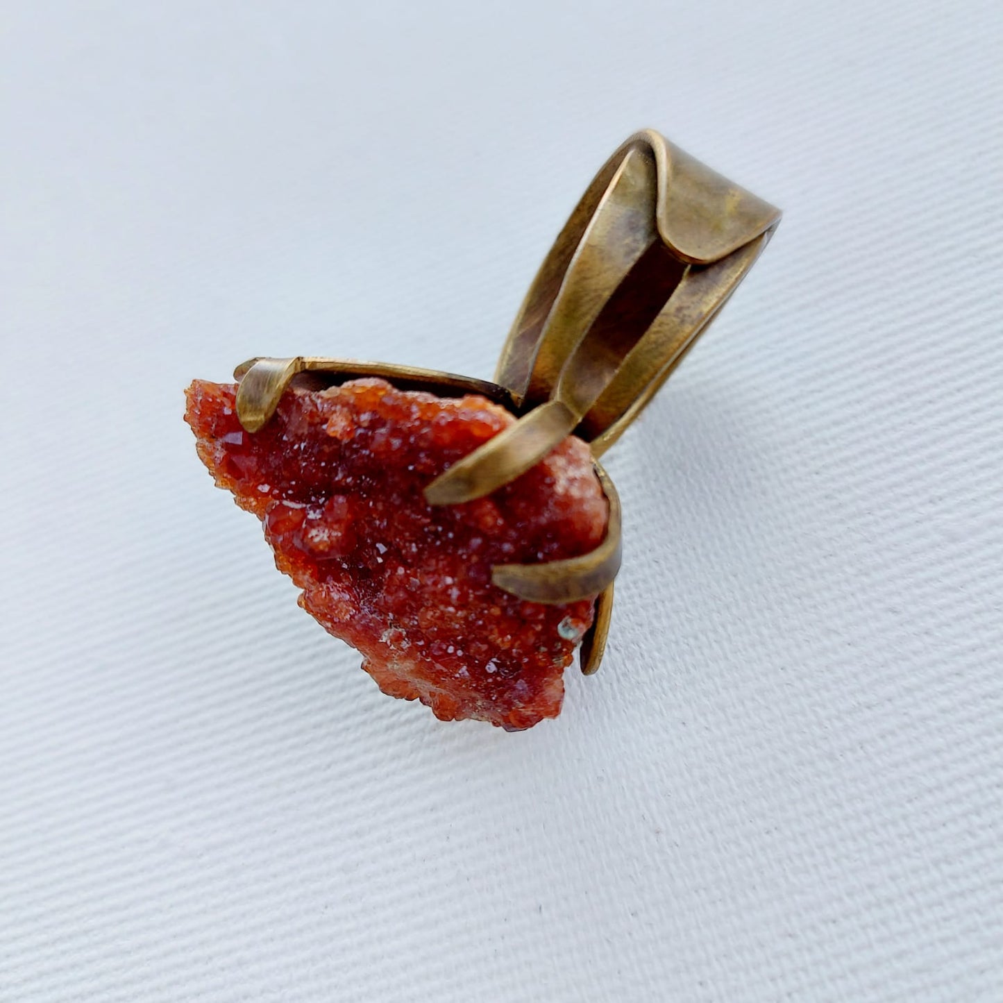 Anello "Rugiada d'Autunno" Granato Hessonite e Ottone Etico