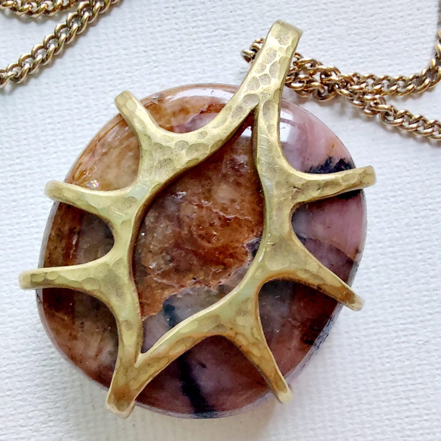 Chiastolite Ciondolo Grande in Ottone