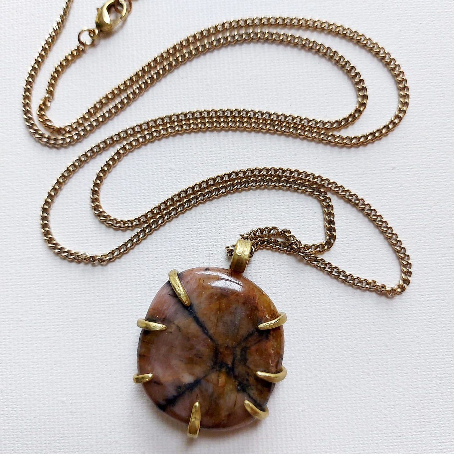 Chiastolite Ciondolo Grande in Ottone