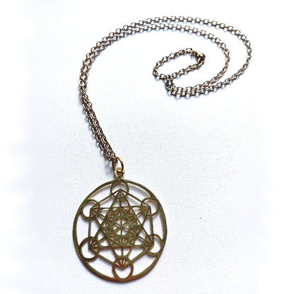 Cubo di Metatron Geometria Sacra Ciondolo in Ottone