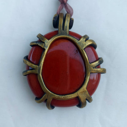Diaspro Rosso Pietra delle Valkyrie Ciondolo grande in Ottone