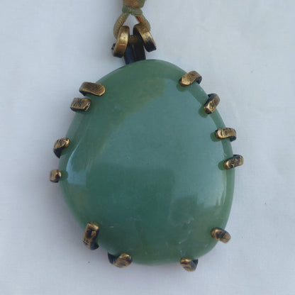 Giada Verde Pietra delle Valkyrie Ciondolo grande in Ottone