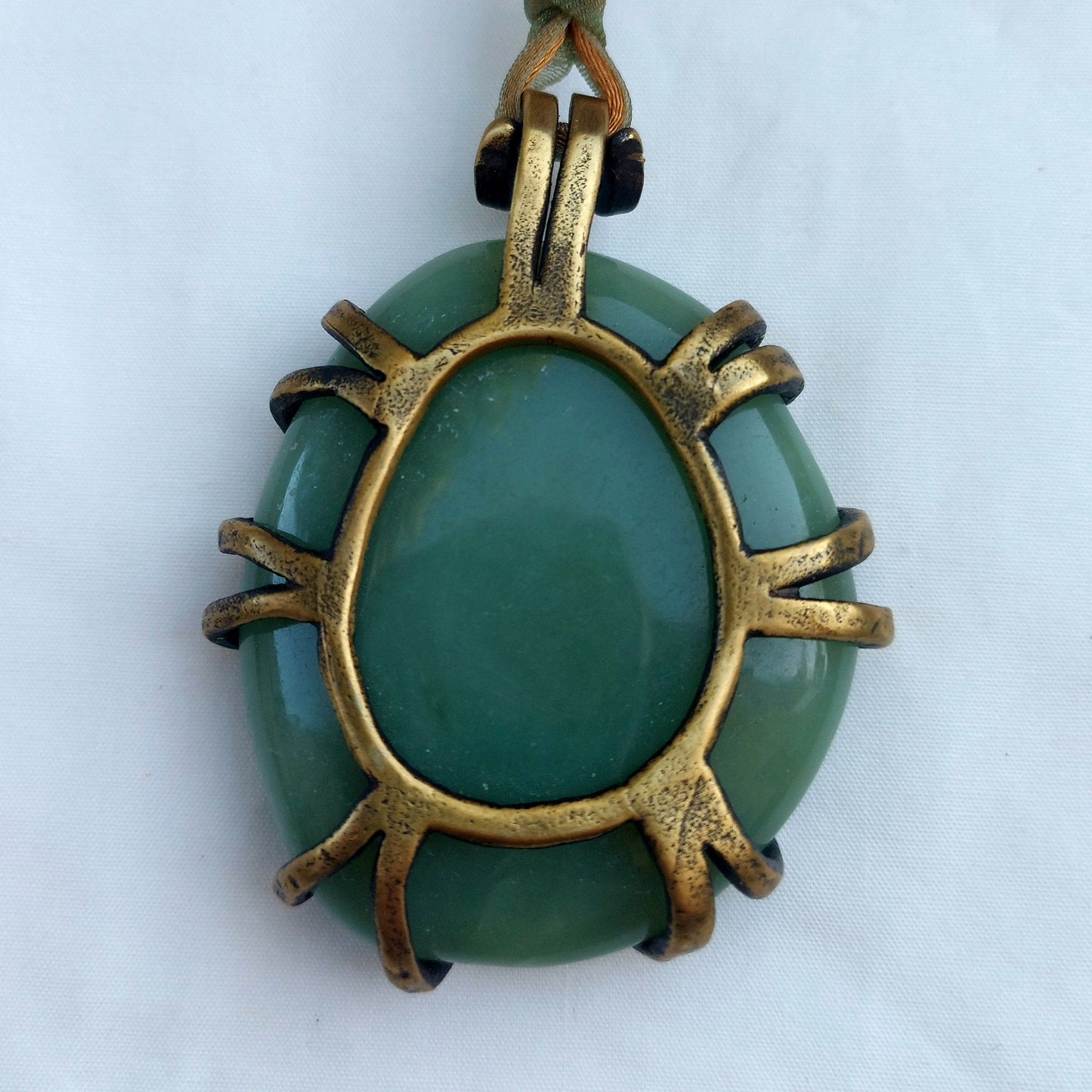 Giada Verde Pietra delle Valkyrie Ciondolo grande in Ottone