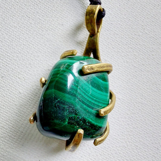 Malachite Ciondolo Piccolo in Ottone