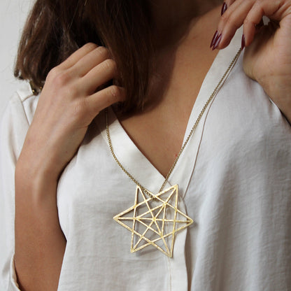 Merkaba Geometria Sacra Ciondolo in Ottone