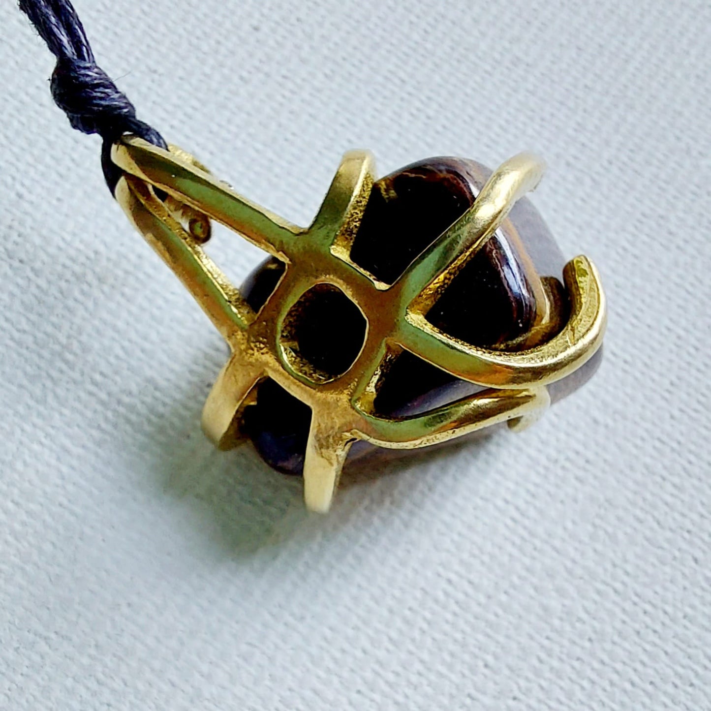Occhio di Tigre Ciondolo Piccolo in Ottone