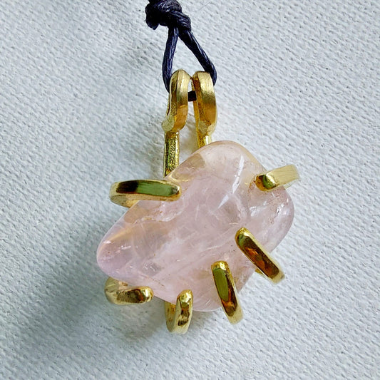Quarzo Rosa Ciondolo Piccolo in Ottone
